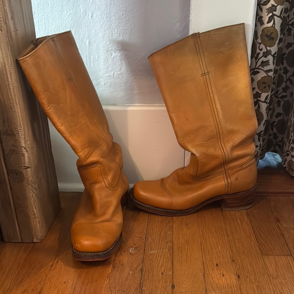 Vintage One-of-a-Kind Frye Tan Heeled Boots